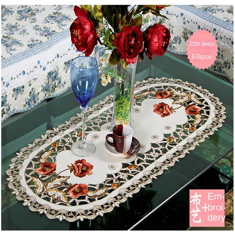 

Anti-scald Pastoral Coaster Living Room Bedside Table Cover Cloth Coffee Table Mat Fabric Rectangular Table Plate Mat Tablecloth