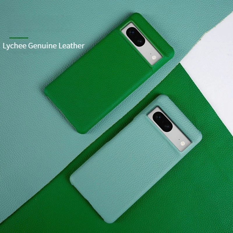 

Solid Color Lichee Genuine Leather Phone Case For Google Pixel 7 Pro 7A 6 Pro 6A 5A Shockproof Anti-Drop Retro Back Cover