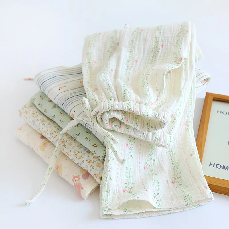 Весна-осень женские штаны из 100% хлопчатобумажной пряжи для сна женская одежда