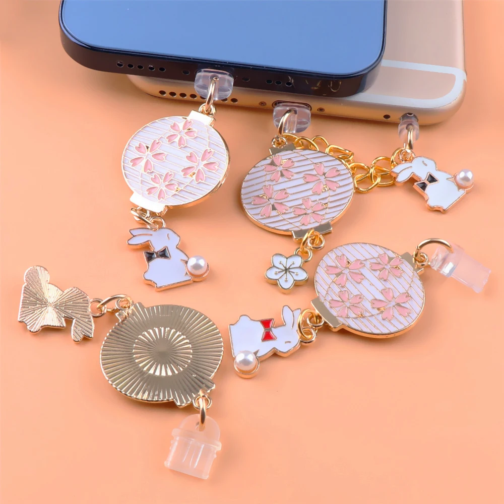

Lantern Rabbit Dust Plug Charm Kawaii Charge Port Plug For iPhone Dust Protection Stopper Type C Earphone Jack Anti Dust Cap