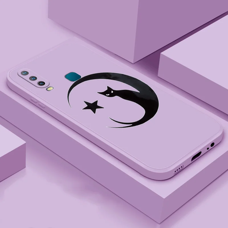 

Case For Vivo Y17 Y19 Y20 Y50 Y67 soft case TPU silicone protection case Straight Edge Liquid Cute Cat Case