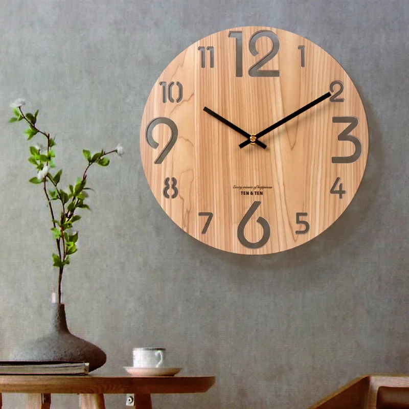 

Nordic Simple Wooden 3D Wall Clock Modern Design for Living Room Wall Art Decor Kitchen Wood Hanging Clock Wall Watch Home Decor