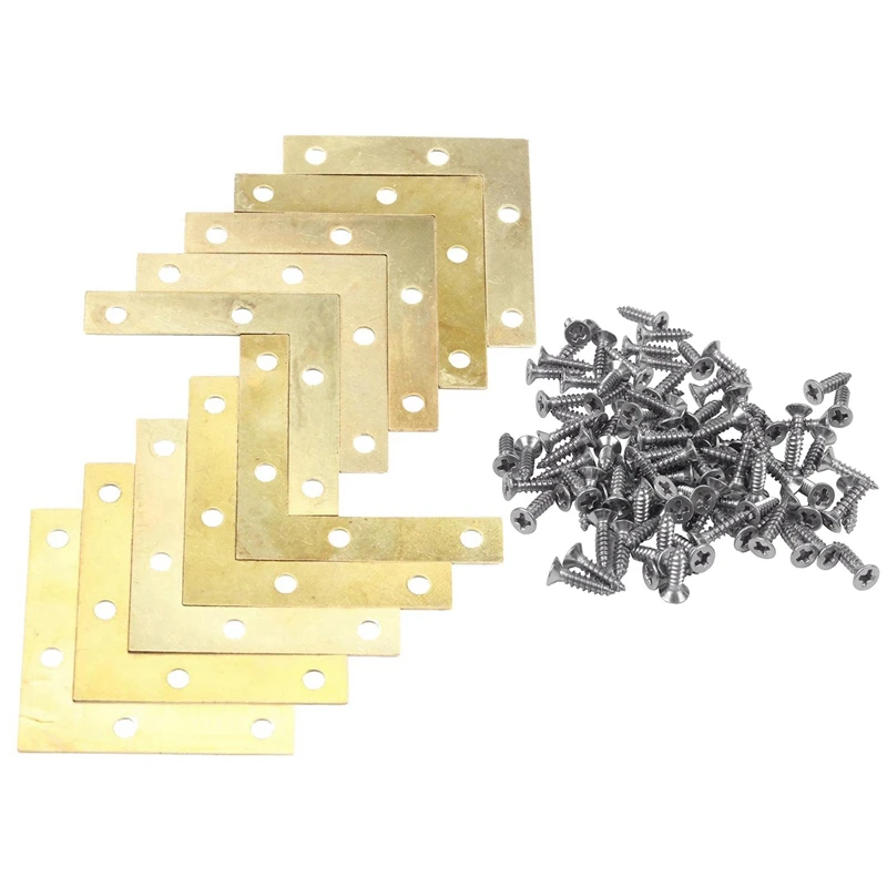 

100Pcs Stainless Steel Flat Head Phillips Self-Tapping Screw 12X3mm Silver & 20Pcs 51Mm Flat Corner Right 90º Angle Bracket Repa