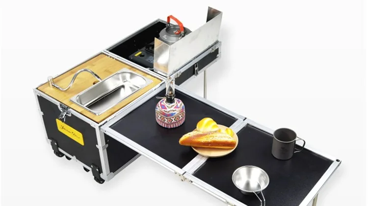 

Camp kitchen folding camping kitchen portable pull out storage cart kitchen camping