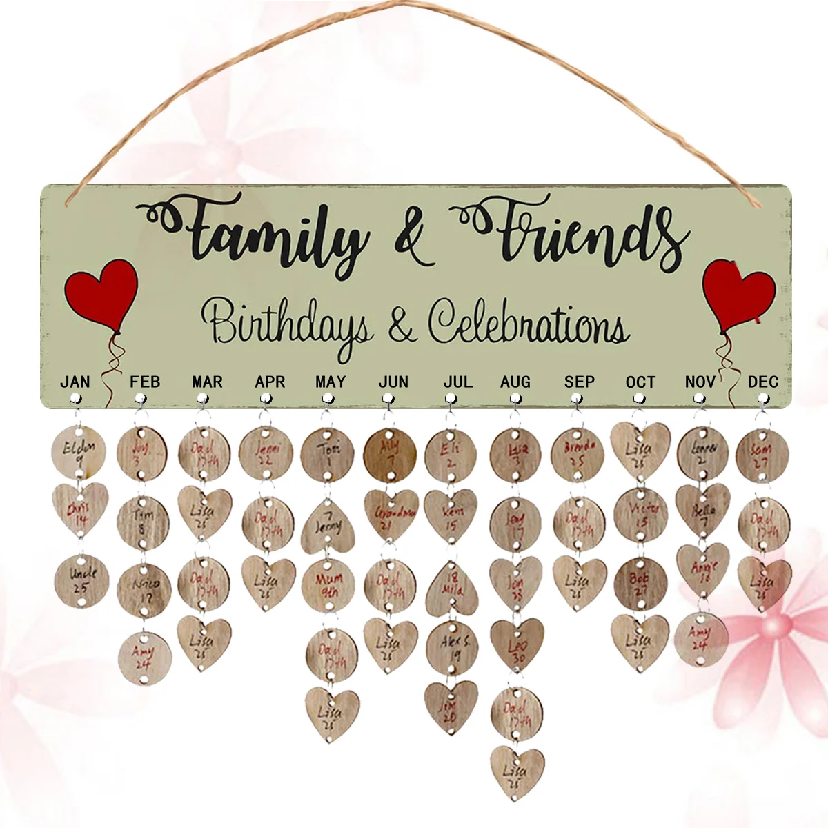 

1set Wooden Calendar Decorative Gift DIY Calendar Reminder Board for Walls Office Home