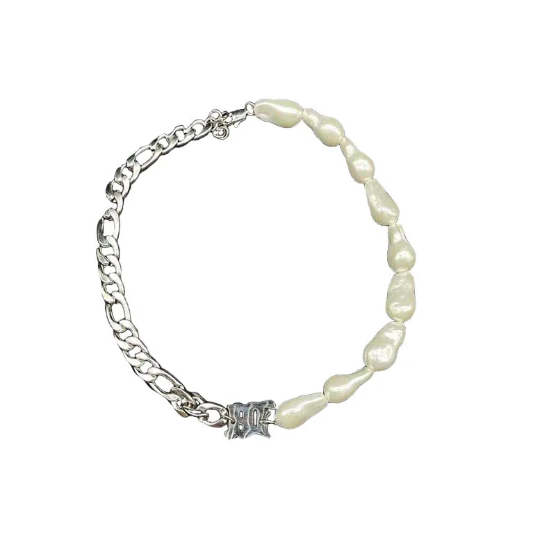 

Women Men Pearl Gothic Chain Choker Necklace
