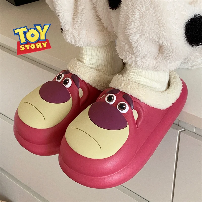 Новые водонепроницаемые хлопковые тапочки Disney Lovely Image Lotso Strawberry Bear осенне-зимняя