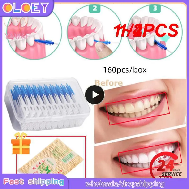 

1/2PCS Interdental Silicone Brushes 200 Units Toothpicks Brush Between Teeth Silicone Toothpicks With Thread Oral