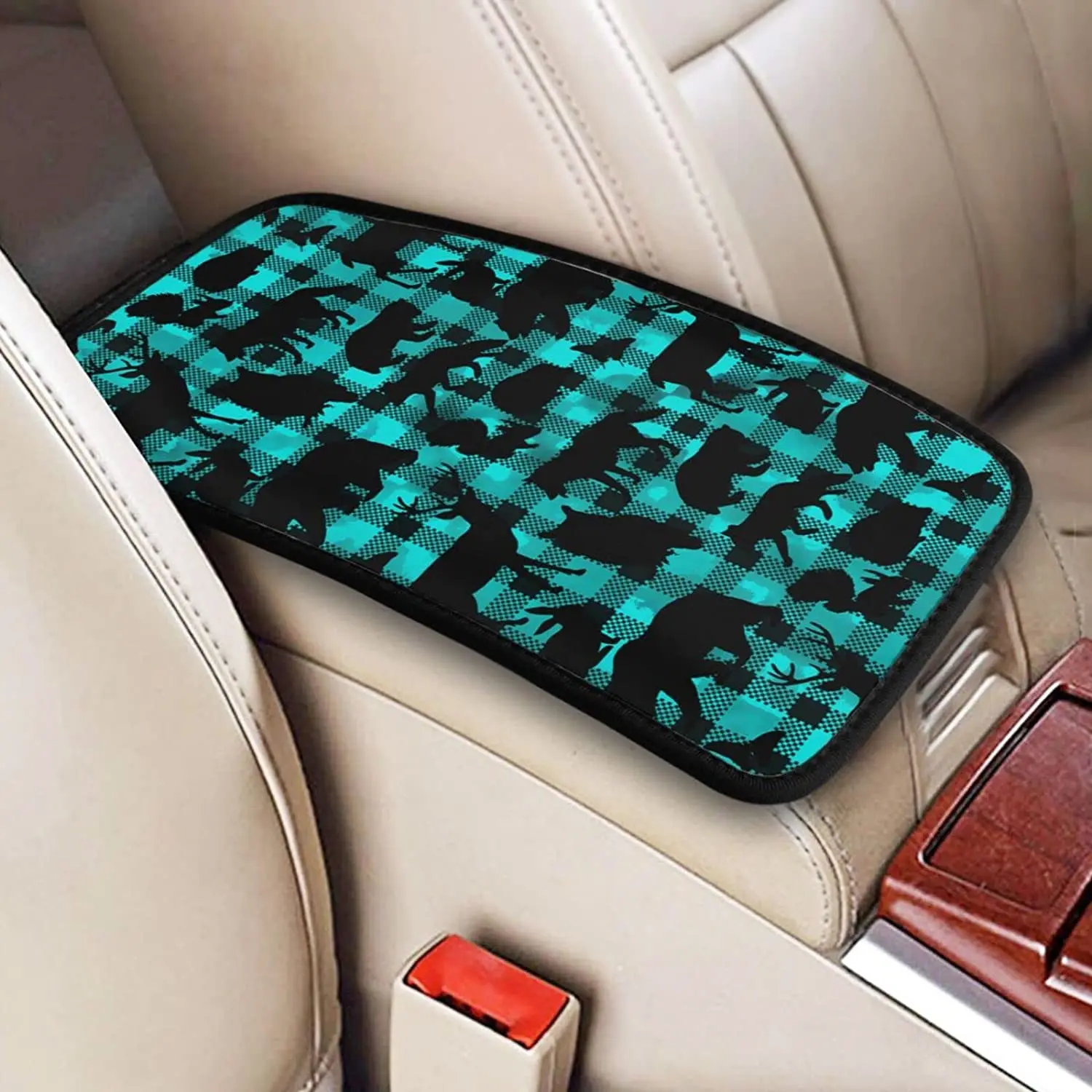 

Deer, Wolf, Fox, Bear Car Center Console Armrest Cover Pad, Seat Armrest Box Protector Universal Car Trim, Suitable for
