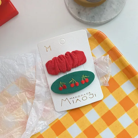 Корейская милая овальная вышивка, детская заколка Bb, мятое сердце для девочек, универсальные аксессуары для волос для девочек