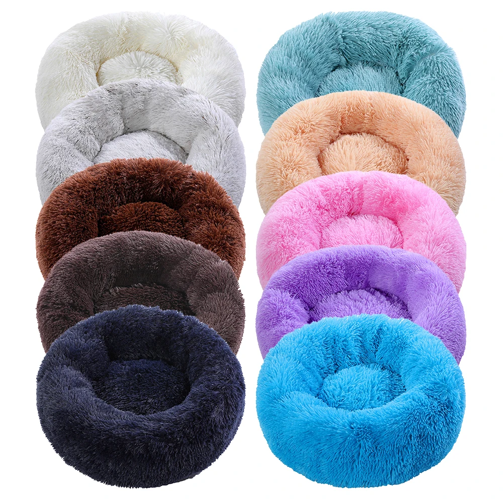 

Thick Cutton Round Dog Bed Super Soft Long Plush Pet Cat Mat for Dogs Nest Cushion Bed Winter Warm Pets Sofa Dog