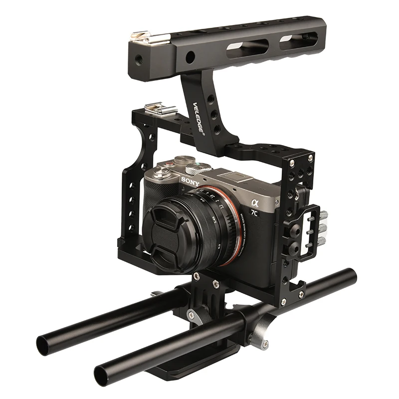 

Camera Cage with Top Handle Grip Arca-type Compatible Baseplate for Sony A7C A7S2 A7II A7 A6300