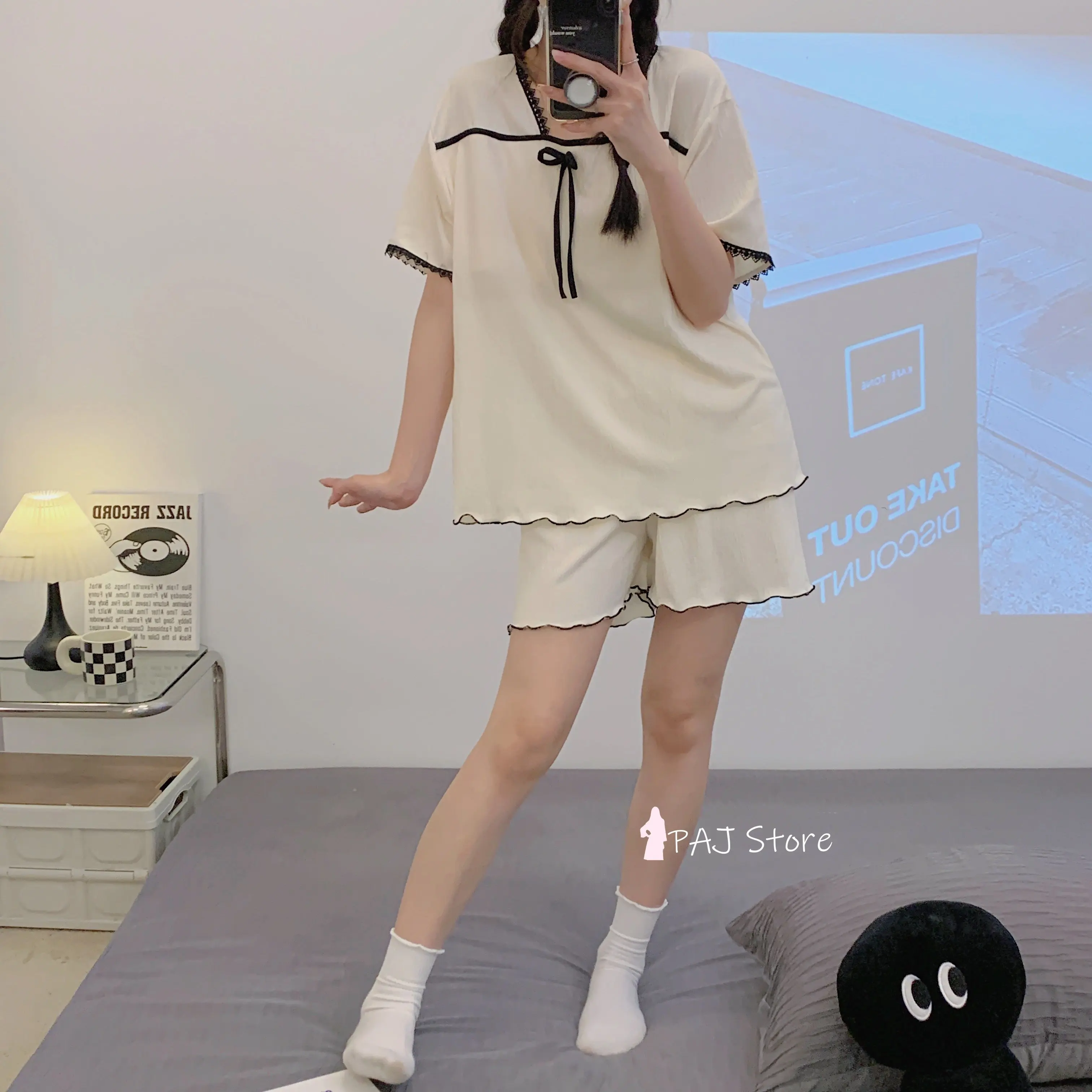 Women Cotton Short-sleeved Shorts Set Ladies Pajama Set Cute Pajamas with Shorts Pajamas Women Sleepwear Oversize Home Clothes