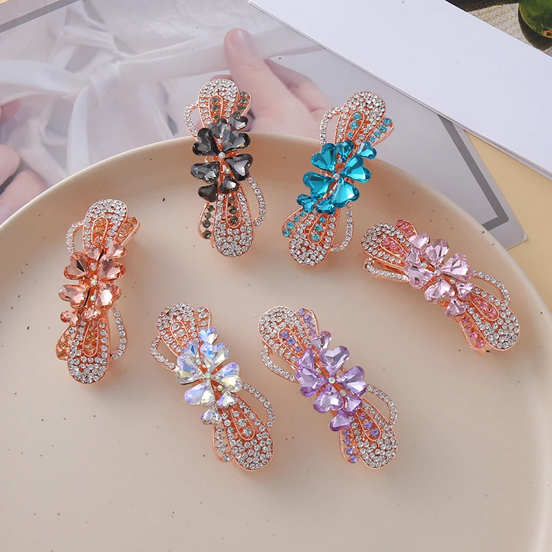 Модная заколка для волос из геометрического сплава с украшением стразов женщин