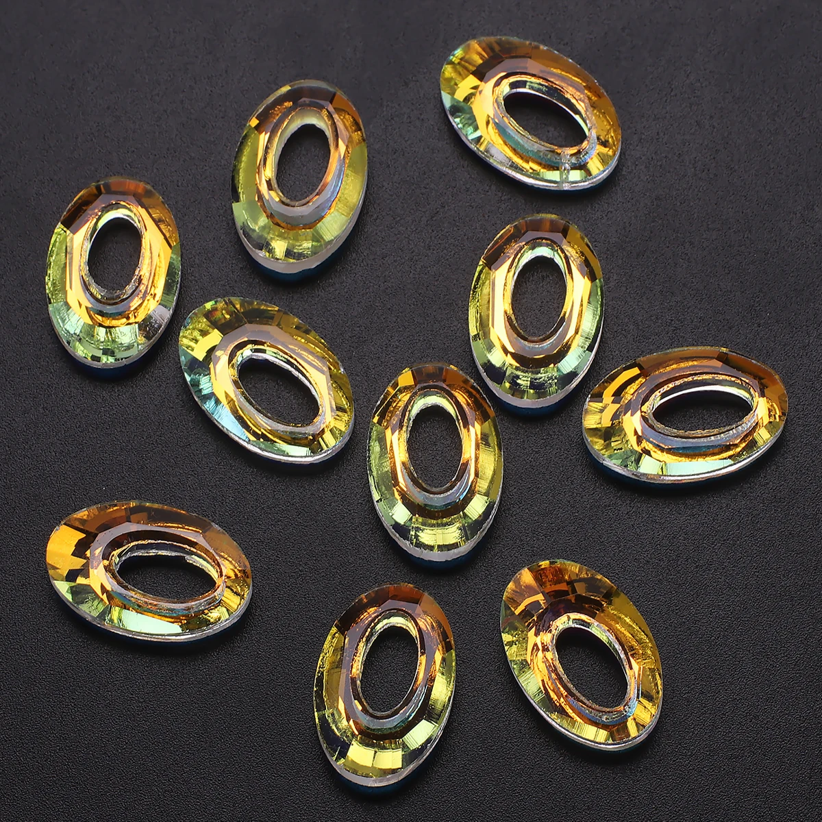 10 Упаковок Стеклянных Бусин Овальной Формы Размером 13x20 Мм С Отделкой Ab