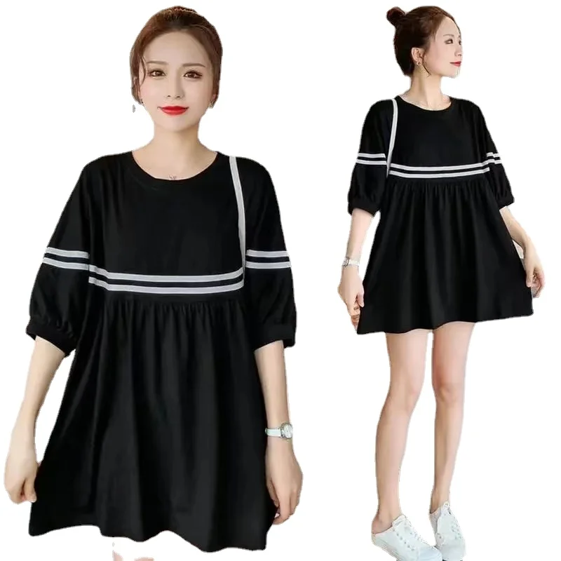 

Big Large Add Size 150kg Short-Sleeve Casual Women Summer Loose T Shirt Dress Fat Lady Female Clothing Oversize short Dresses