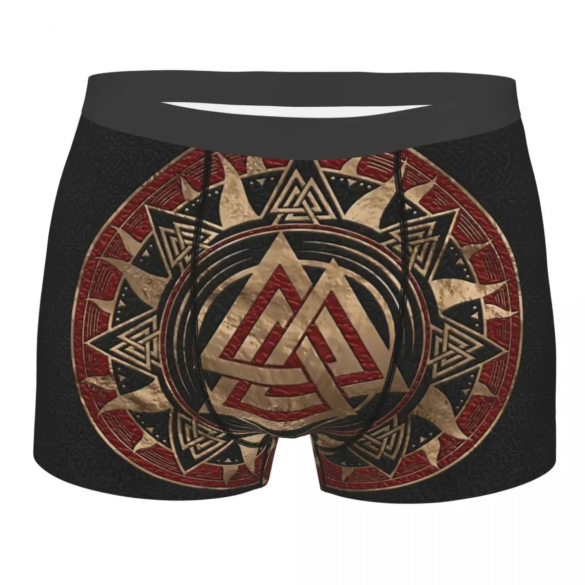 

Valknut Symbol Black And Red Leather Man's Boxer Briefs Underpants Viking Highly Breathable Gift Idea