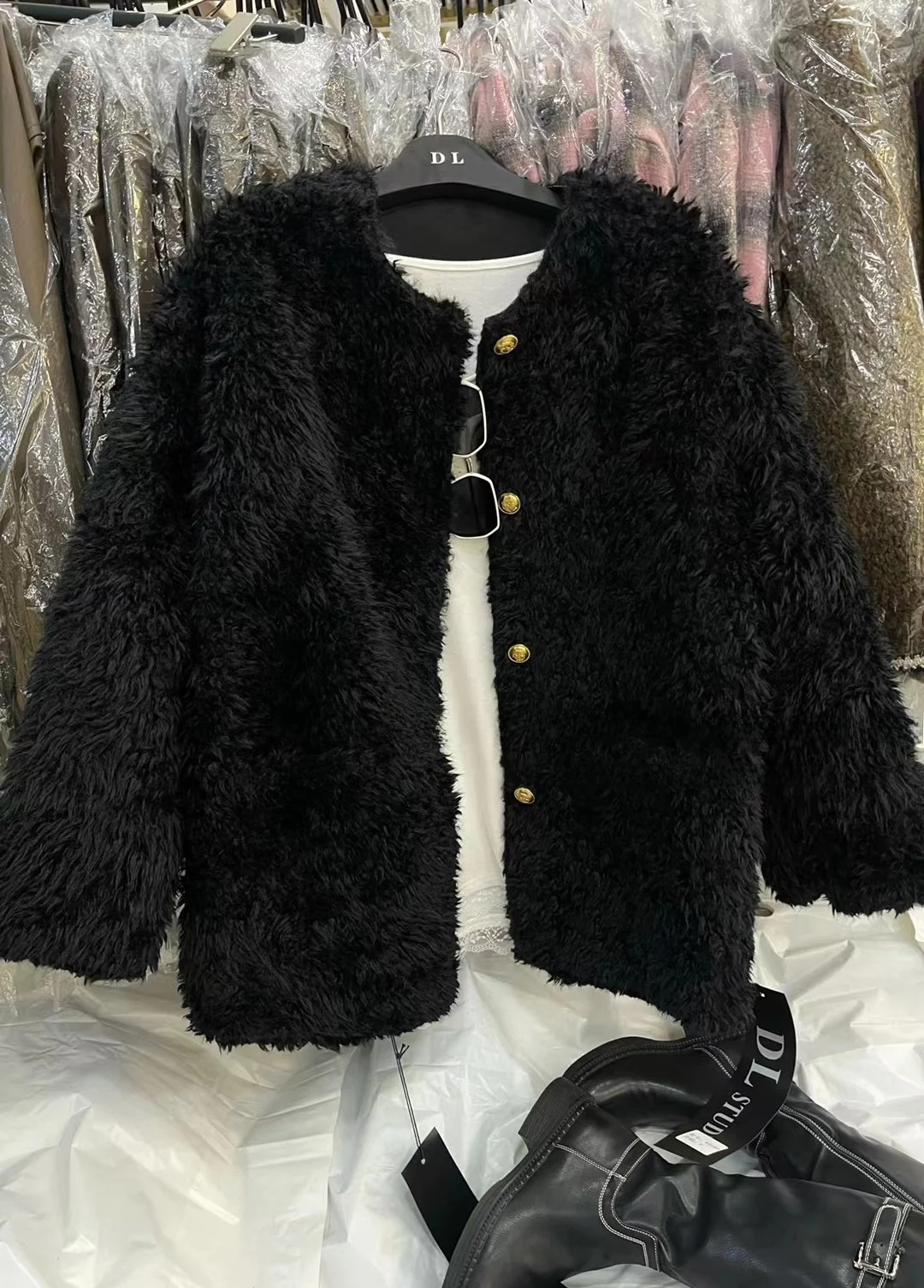DL Home High-End Good-Looking Berber Fleece Outerwear Women 2024 Autumn and Winter Graceful Mid-Length Fur Fashion