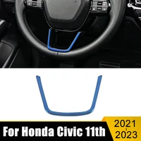 for honda civic 11th gen 2021 2022 2023 stainless steel car steering wheel panel sequins cover frame trims sticker accessories