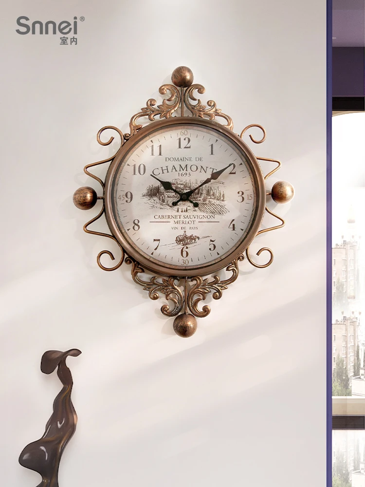 

Креативные часы, настенные часы, для гостиной, в стиле ретро, украшение для дома, роскошное украшение, часы