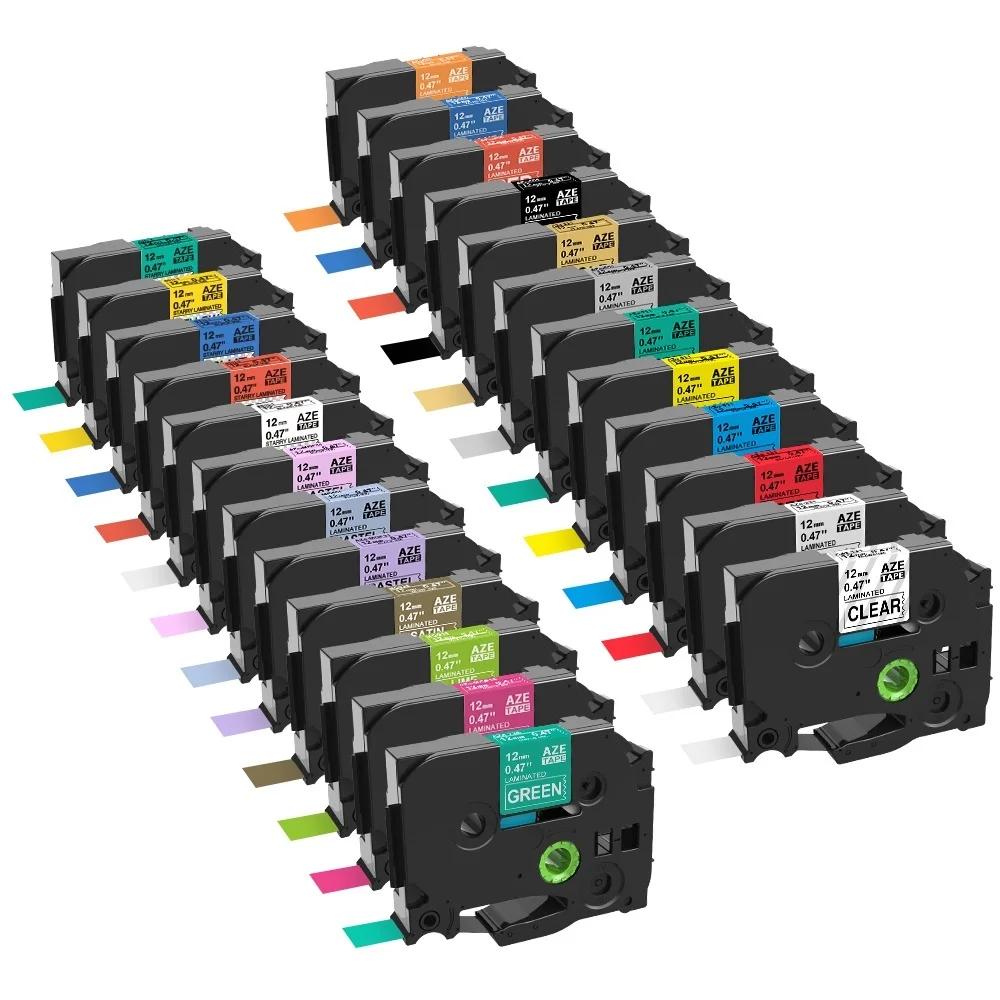 

2022 5PCS TZe-231 label tape Compatible for Label Maker Laminated Tape 12mm Black on White for labeler 231 241 251 631 641