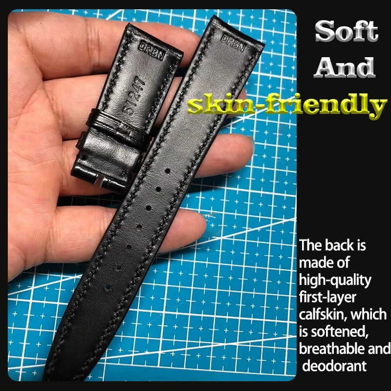 Crocodile Leather Watch Strap for IWC Watch Strap Portugieser Porotfino Family PILOT'S Folding Buckle 20mm 22mm Watchbands