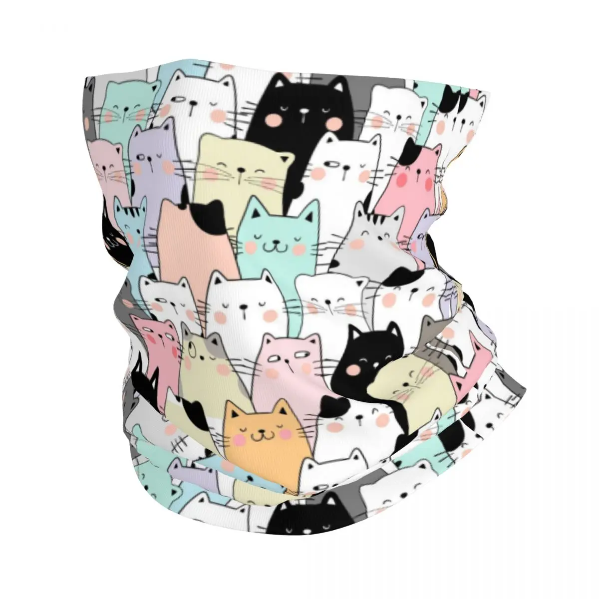 

Colorful Cartoon Kitten Cat Bandana Winter Neck Warmer Men Windproof Wrap Face Scarf for Hiking Gaiter Headband