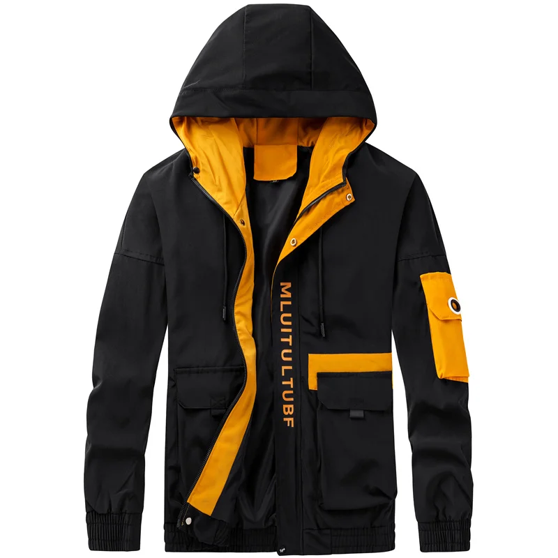 

Fashion Hoodie Letters Print Sport Outerwear Slim Male Casual Windproof s 2022 New Harajuku Style Men Jacket