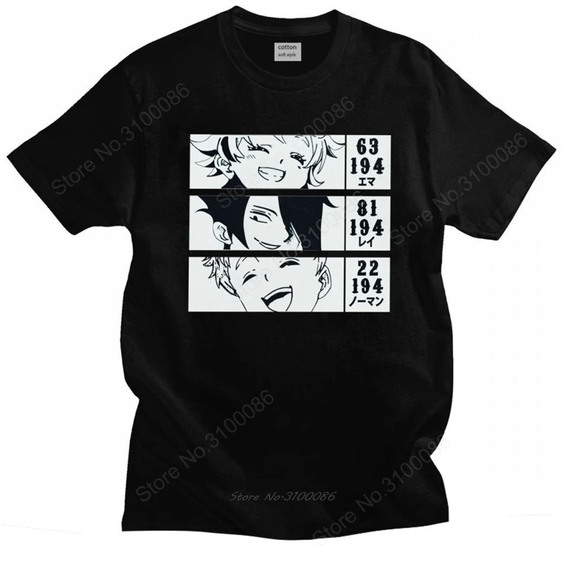 

The Promised Neverland Anime T Shirt for Men Pure Cotton Manga T-shirt Short Sleeved Yakusoku No Neverland Tshirt Clothing Merch