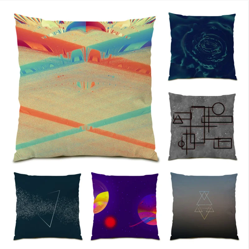 

Sofa Decorative Pillowcase Velvet Home Decor Abstract Geometry Living Room Decoration Modern Polyester Linen Cushion Cover E0655