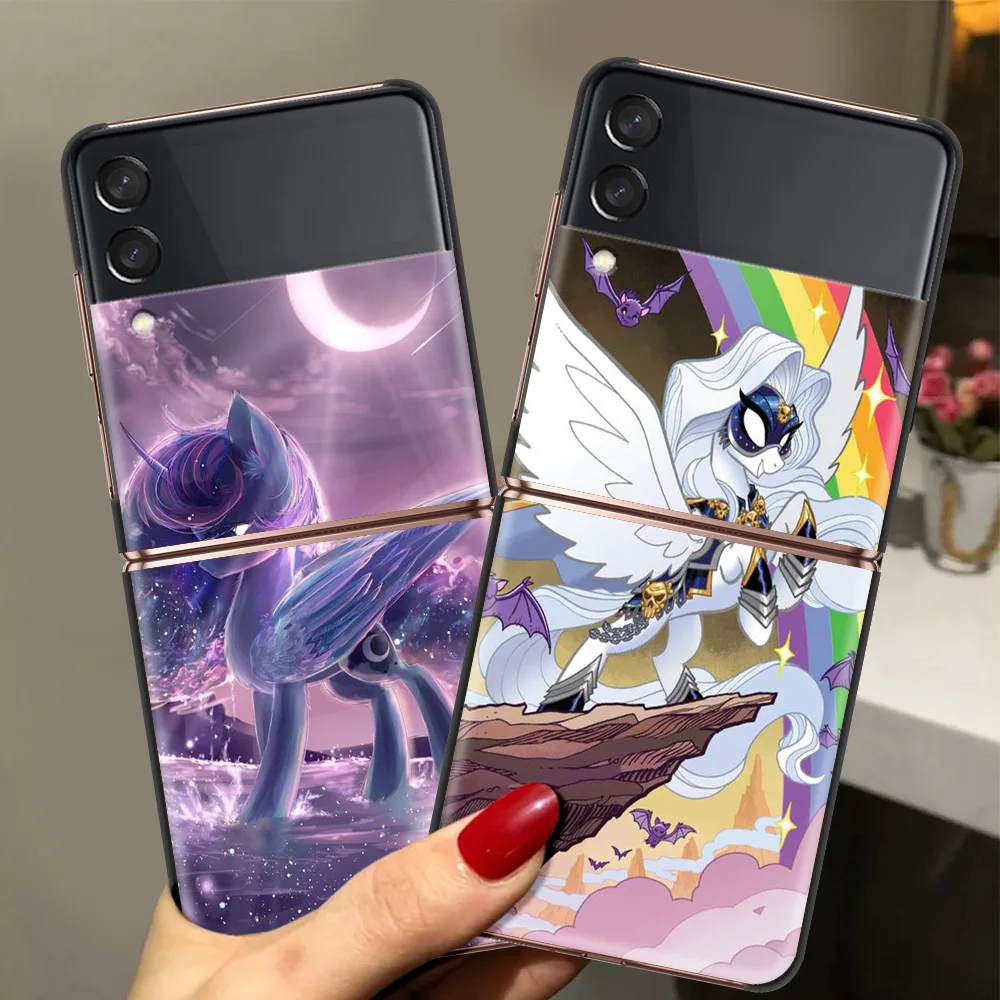 

Cartoon My Little Pony Hard PC Phone Case For Samsung Galaxy ZFlip 6.7 Inch Black ShockProof Cover for Samsung Z Flip 3 5G Shell