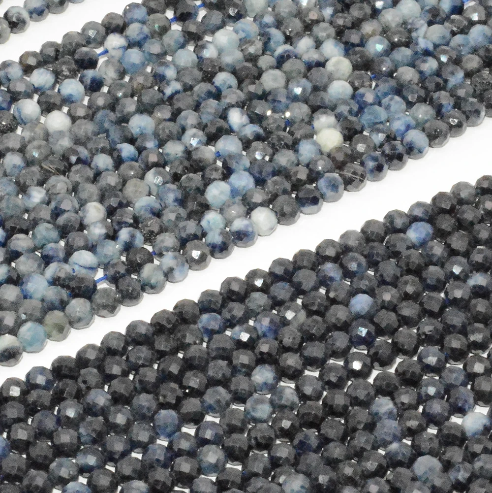 Натуральные фотообои/Темный Сапфир граненые круглые бусины 4 мм