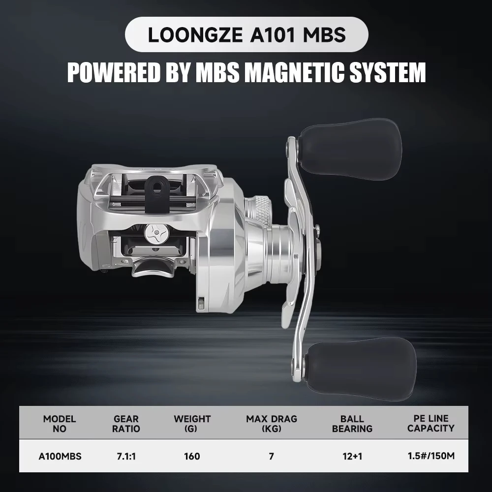 Фото LOONGZE Airlite A101MBS A101DBC-1 Рыболовная катушка для приманки Низкопрофильная катушка с ЧПУ, обработанная металлом 7,1:1, магнитная тормозная система №4