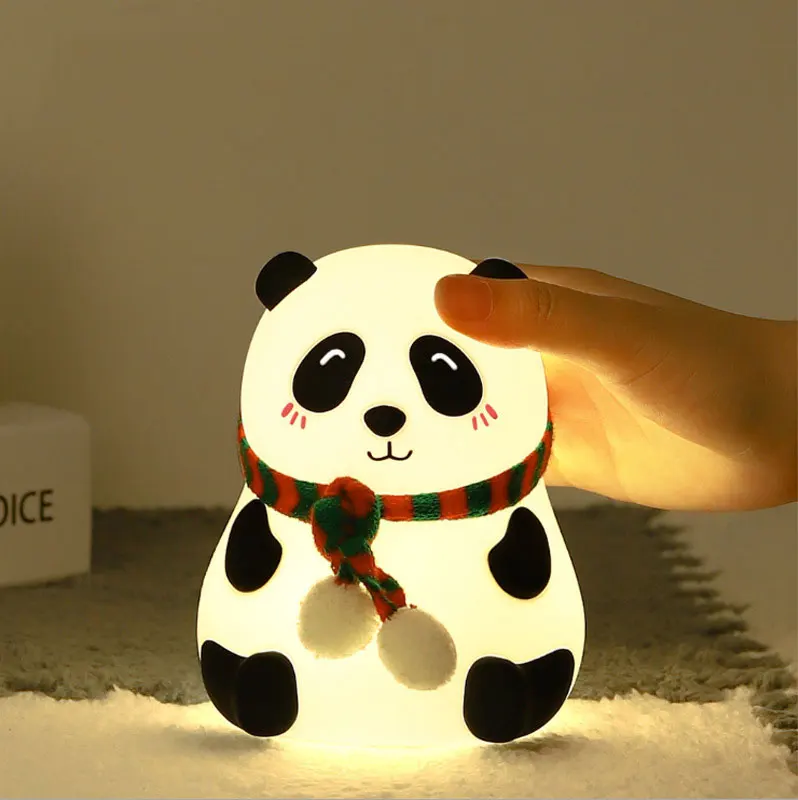 Mini Panda Silicone Light USB Charging Colorful Shooting Night Light LED Children's Cute Cartoon Little Panda Night Light