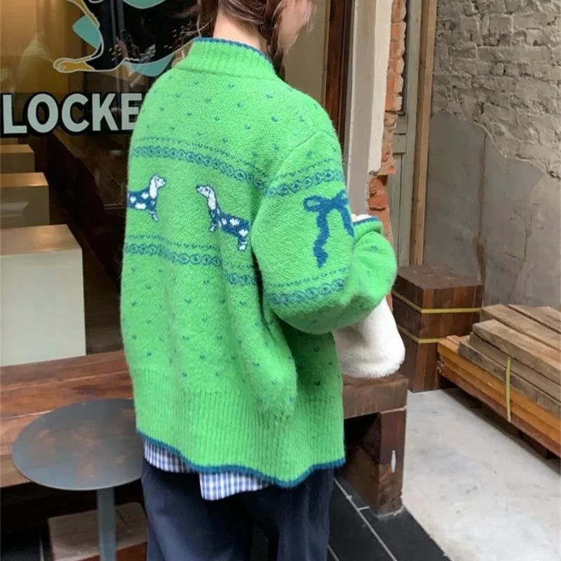 Винтажный вязаный кардиган Deeptown Fair Isle женский рождественский свитер с длинными