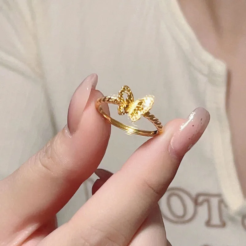 Женское золотое кольцо Yisheng из чистого золота 999 пробы простой браслет