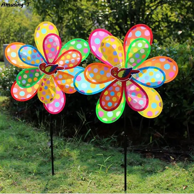 Colourful Double Layer Peacock Laser Sequins Windmill Wind Spinner Home Garden Decor Yard Kids Toy |
