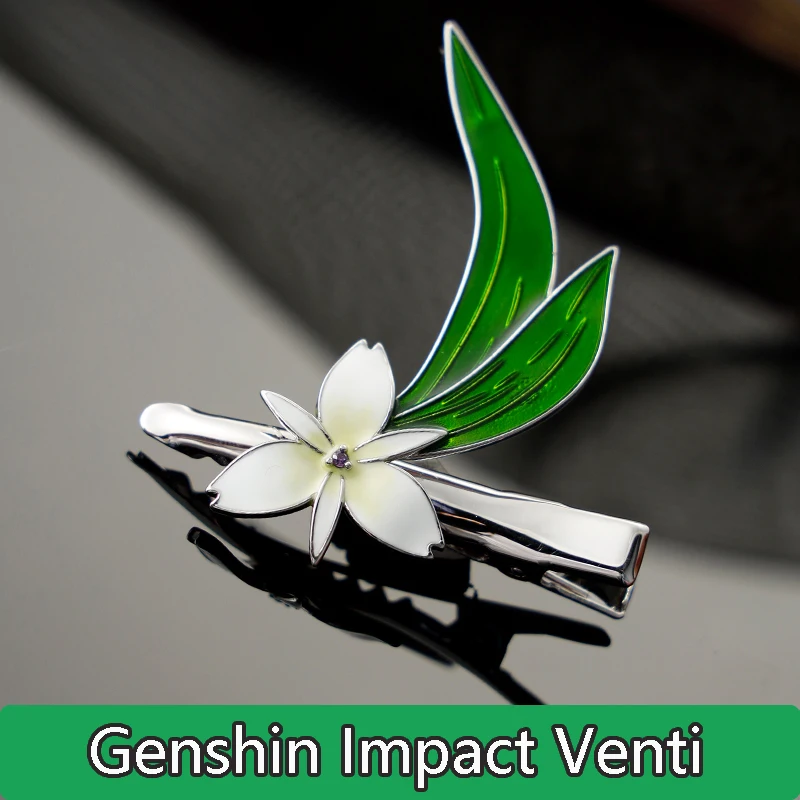 

Anime Genshin Impact Venti 925 Silver Hairpin Headwear Take Photos Props Barrette Side Clip Accessories Cosplay Decor Gifts