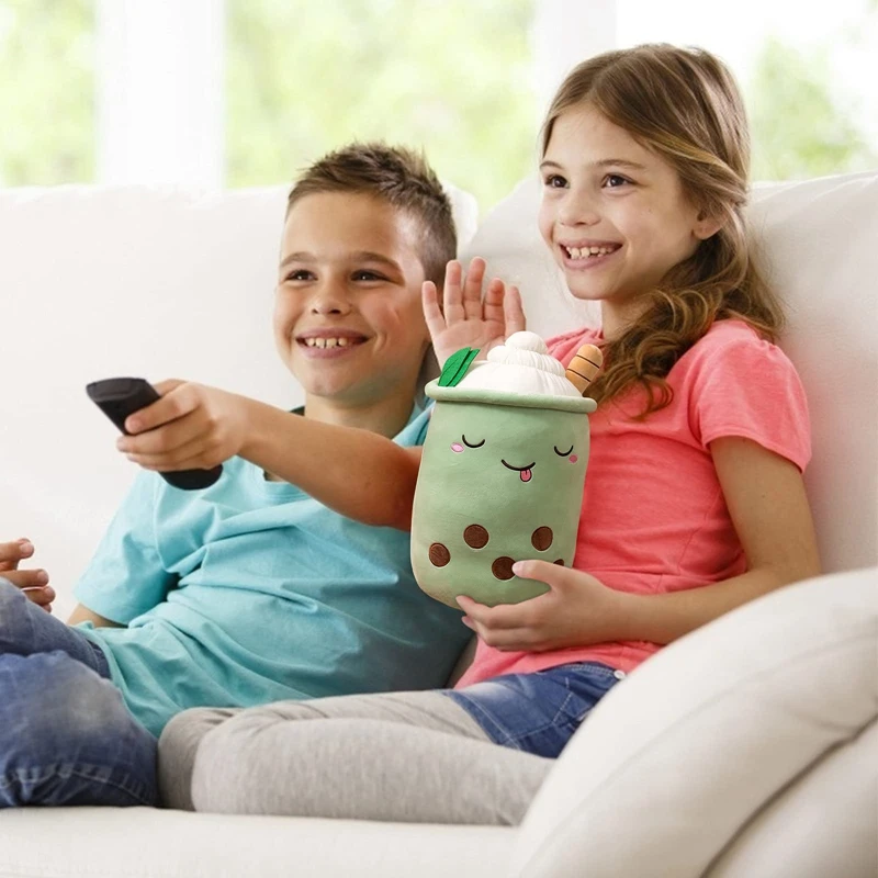 Симпатичный чай Boba плюшевая игрушка коричневый жемчуг молочный пузырьки подушка