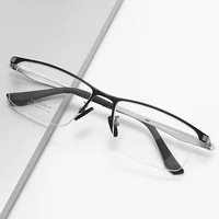 half rimless optical glasses frame with recipe blue light blocking eyeglasses men prescription eyewear titanium alloy 6106
