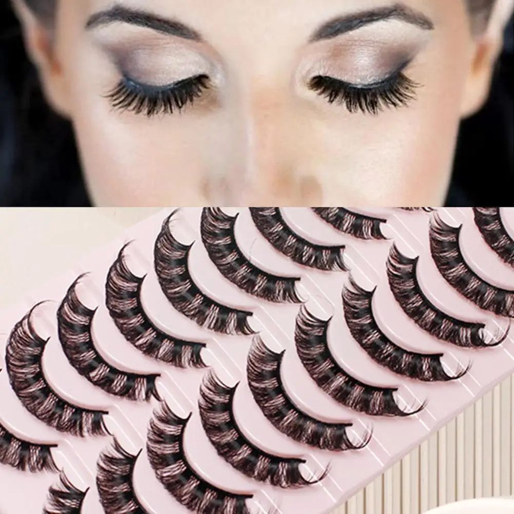 

10Pairs 3D Mink Russian False Eyelashes DD Curl 10-23mm Fluffy Fake Super Reusable Natural Lashes Volume Super Volume Exten Y8L9