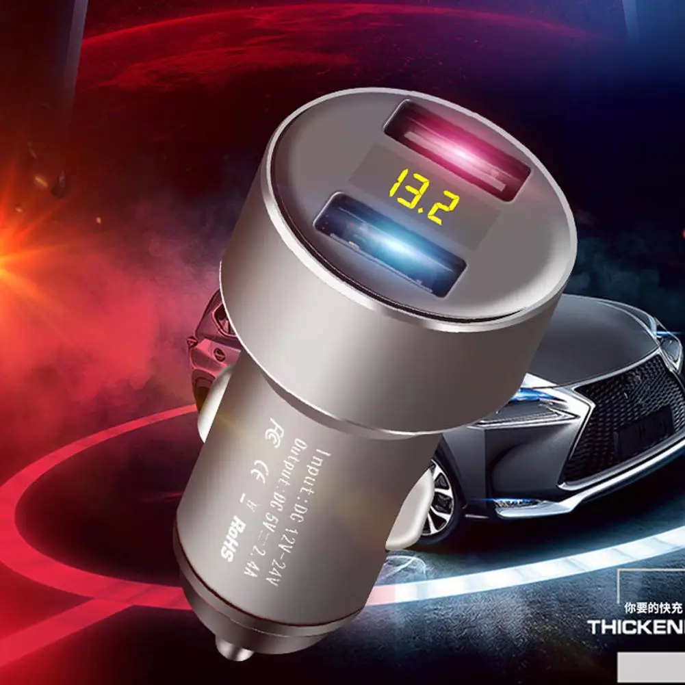 

Автомобильное зарядное устройство с двумя Usb-портами и цифровым дисплеем