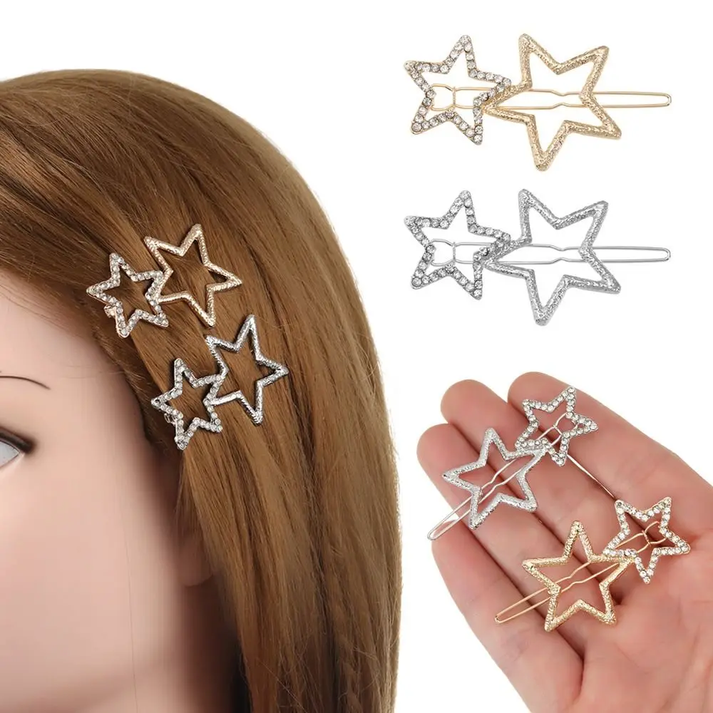 

12Pcs Silver Golden Star Clip Pentagram Clip Star Hair Clips Pins Metal Hair Clips Rhinestone Hairpin Barrettes