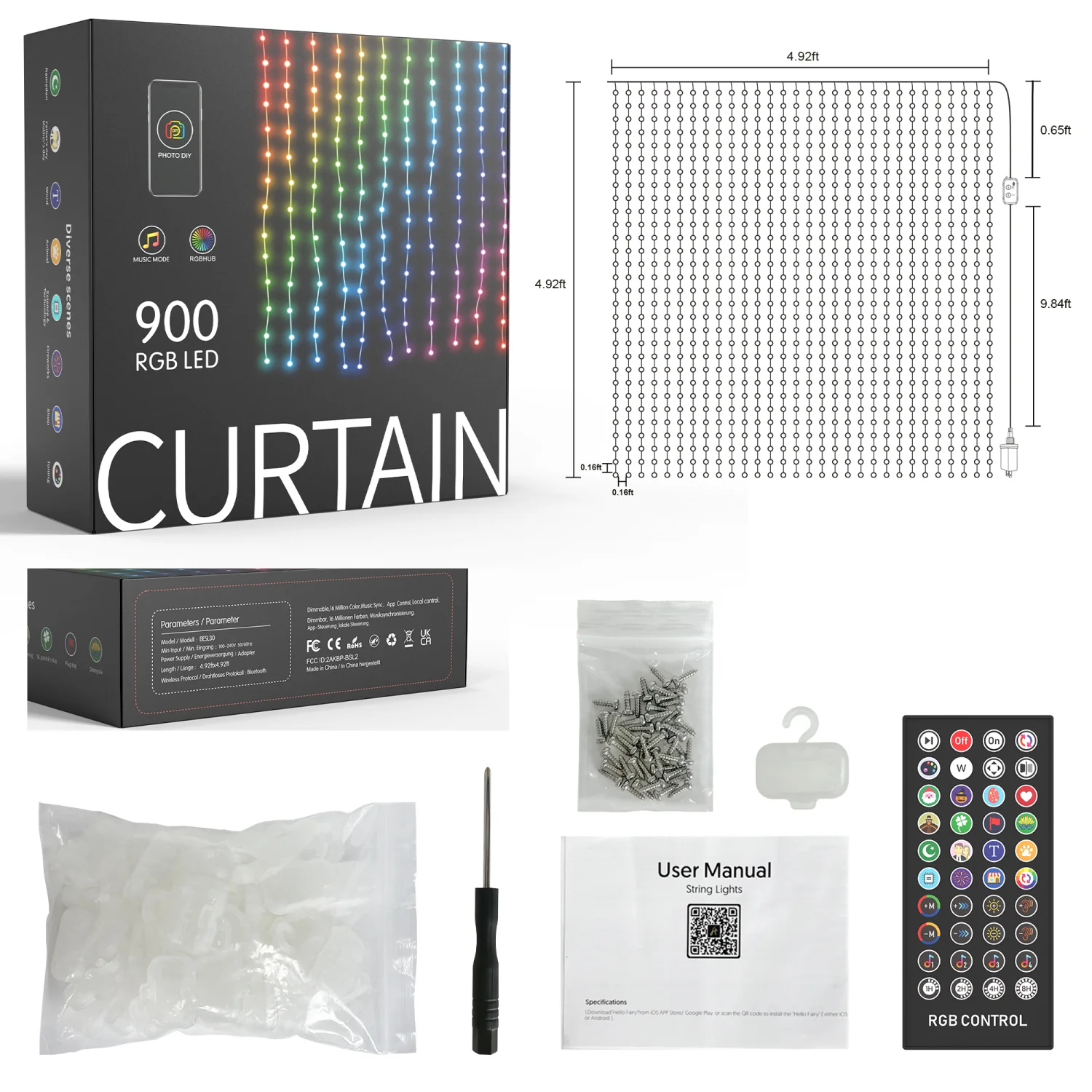 Elenut 900LED умные светодиодные занавески