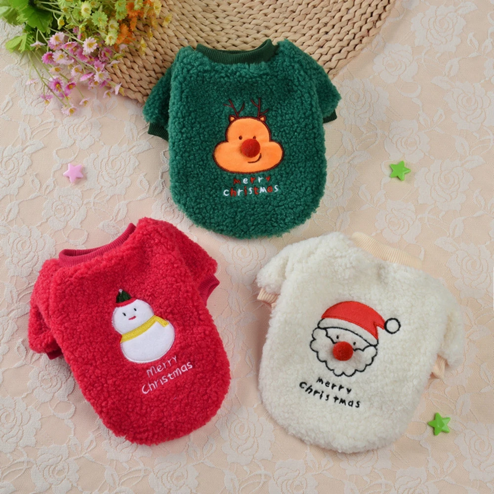 

Cute Pet Christmas Clothes Coral Fleece Dog Sweater Dog Christmas Clothes for Small Large Dogs Cat Puppy Clothes Dog Costume