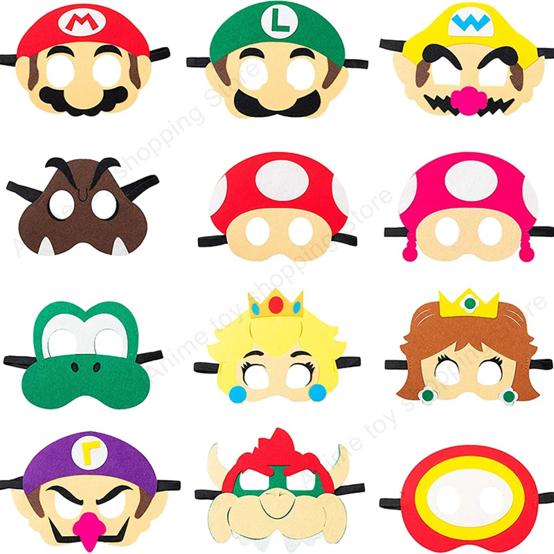 

Super Mario Cosplay Blindfold Mario Bros Luigi Yoshi Bowser Figure Decorate Anime Peripherals Children Party Supplies Mask Gift