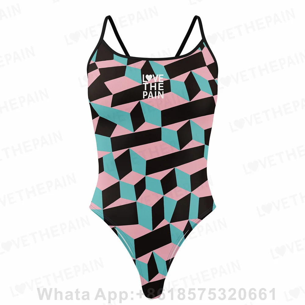 Sexy Back Print One-piece Swimsuit Women Swimwear Training Swimsuit Summer Beach Pool Comfort Bathing Suit Functional Swimwear