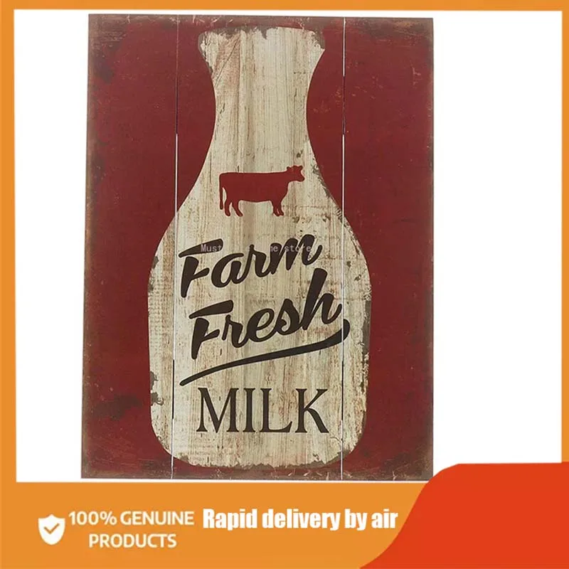 

Farm Fresh Milk Cow Wood Style Metal Sign Tin Retro Home Decor Bar Kitchen Wall Sign Art wall decor metal decor