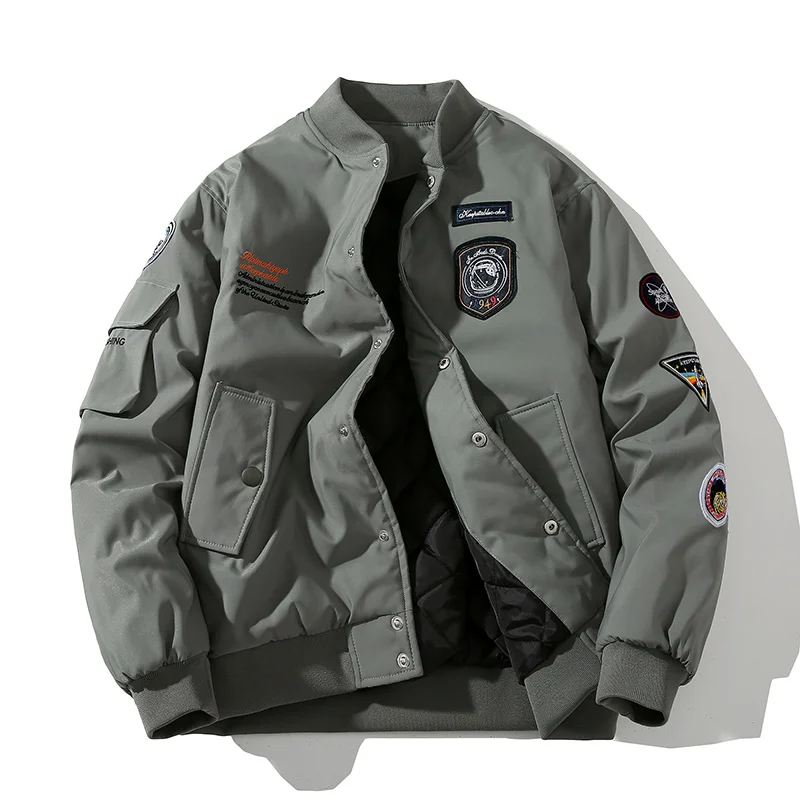

Bomber for Classic Men Unisex Flight Jacket High quality Varsity motorcycle streetwear with Applique Detail Windcheater