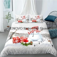 luxury christmas bedding set twin size cartoon snowman duvet cover with pillowcase single full double bed kids gift